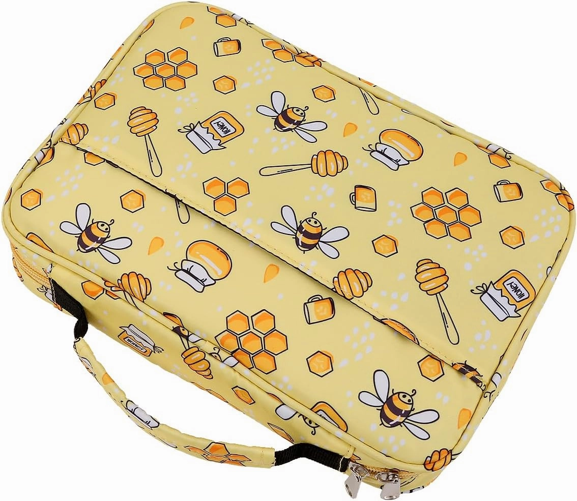 Bible Cover Carrying Book Case Church Bag Bible Protective with Handleand Zippered Back Pocket, Gift for Girls Women Mother Men Women Father Kids(Yellow)