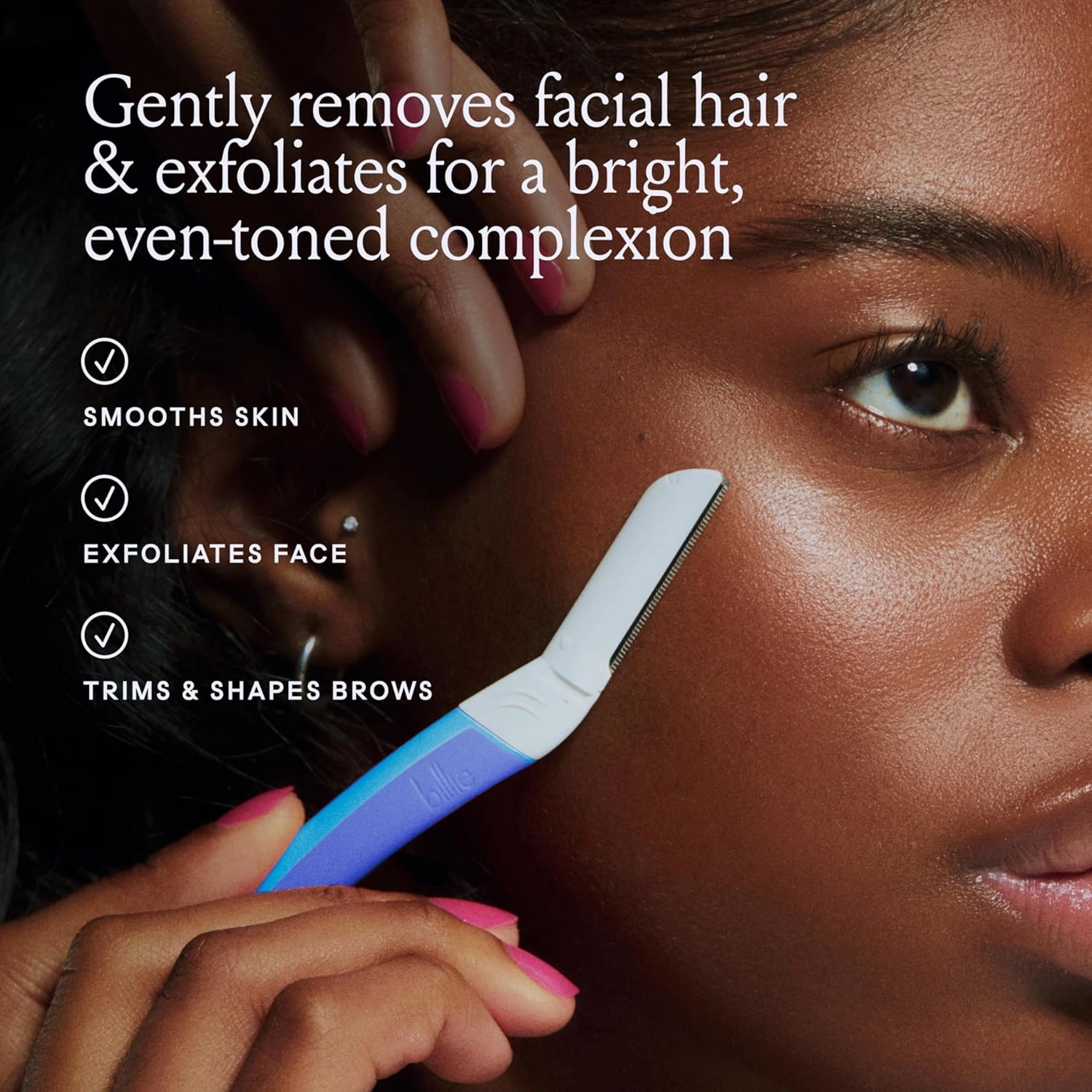 Billie - Dermaplane Starter Kit - Reusable Handle   3 Refill Blades - Remove Facial Hair   Perfectly Shape Brows - Dermatologist-Approved - WaterPark