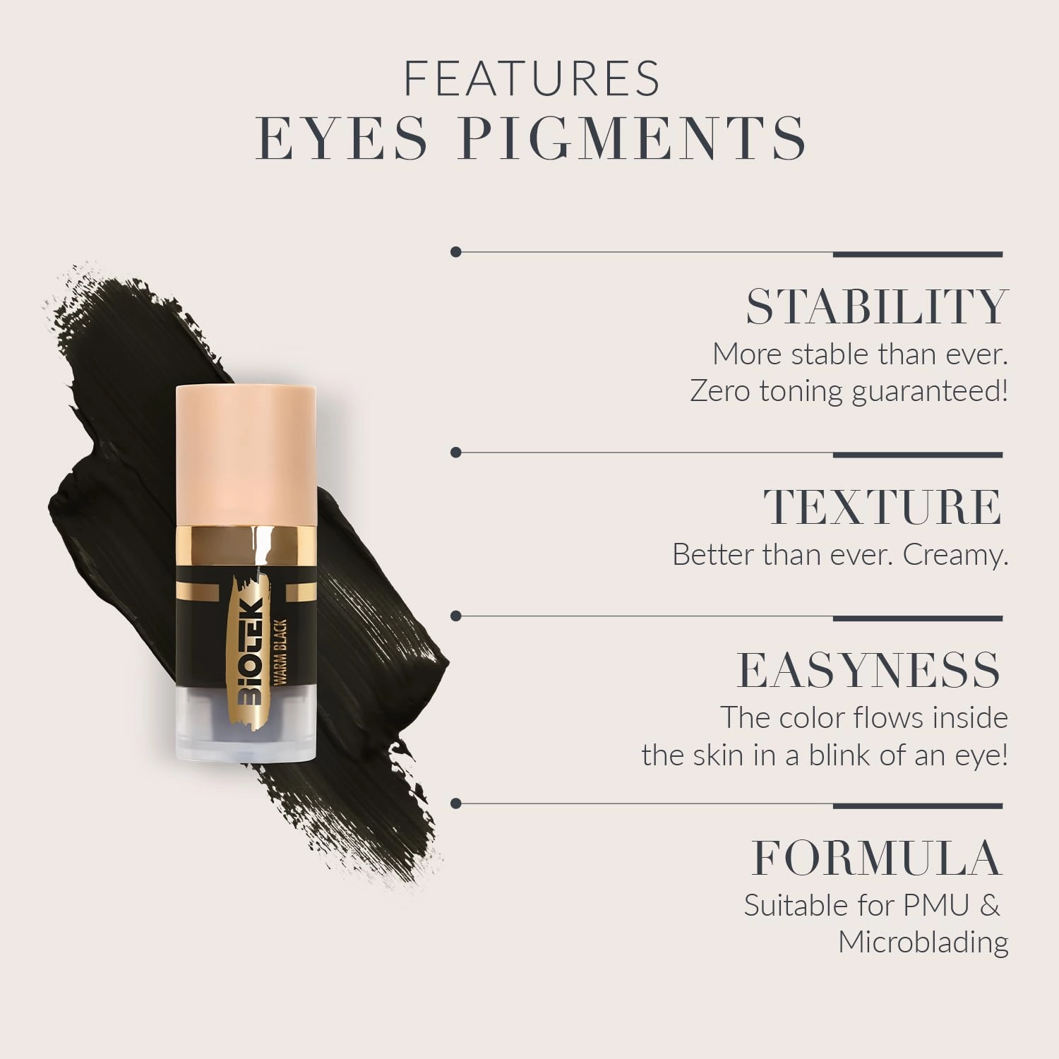 Biotek Eyes Pigment for Permanent Makeup - Warm Black Color for Eyes and Eyliner - Made in Italy - Warm Black 0,24 fl.oz.