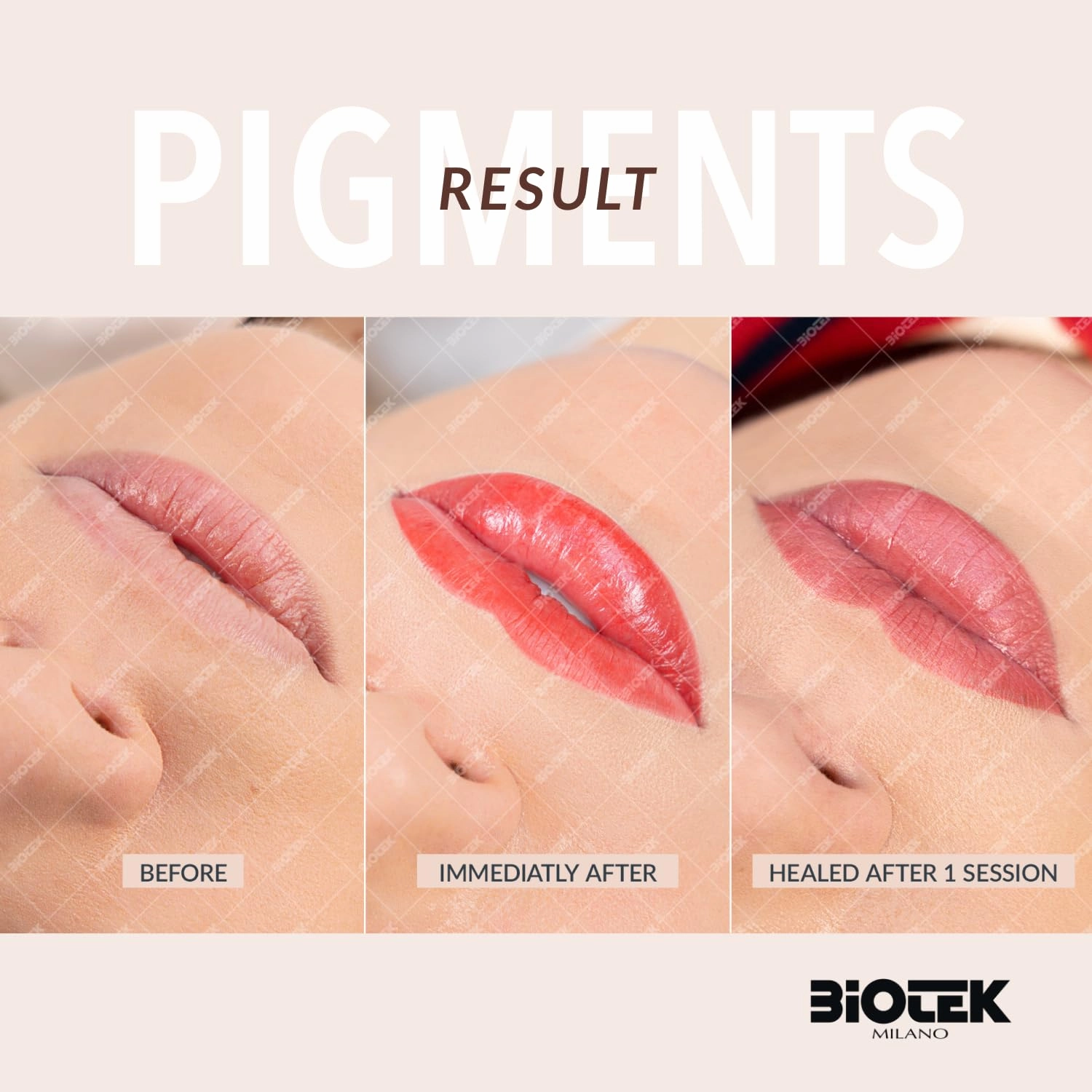 Biotek Lip Pigment for Permanent Makeup - Warm Nude Lip Color - Made in Italy - Bubble 0,61 fl.oz.