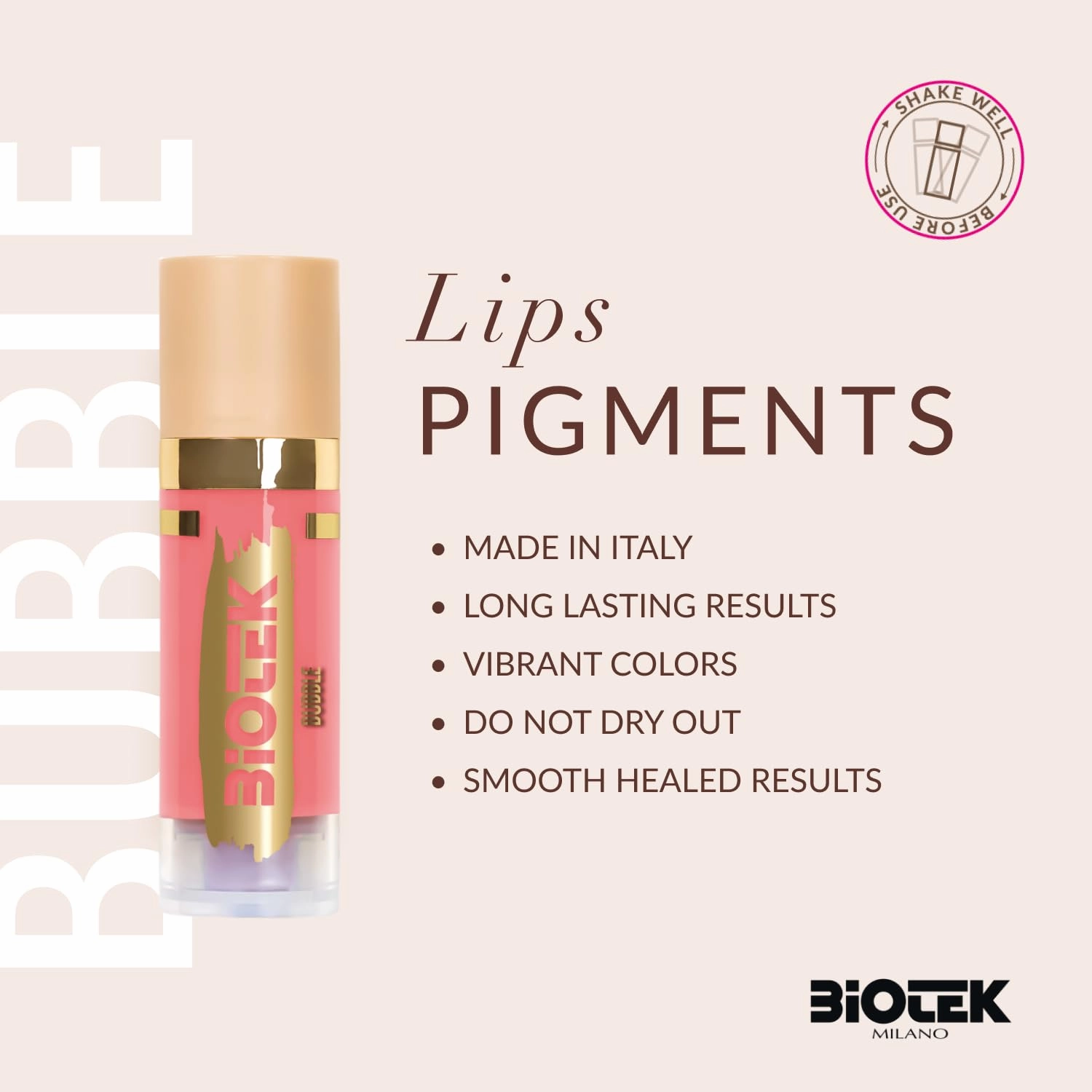 Biotek Lip Pigment for Permanent Makeup - Warm Nude Lip Color - Made in Italy - Bubble 0,61 fl.oz.