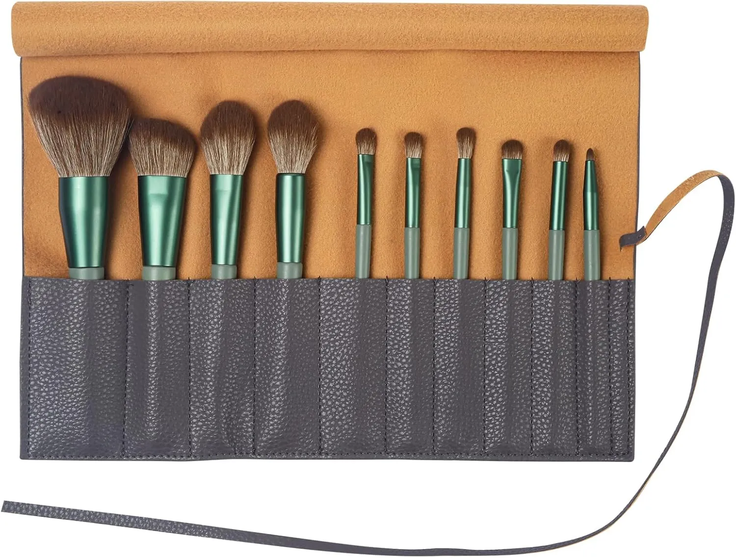 Bird&Fish Makeup Brush Case Travel, makeup brush case roll up,brush holder makeup,Holder Organizer Brushes Pouch Cosmetic Bag for Travel，Rolling Bag Storage Case PU Leather