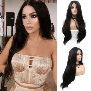 Black Lace Front Wigs Pre Plucked Long Wavy Wigs for Black Women Natural Hairline Synthetic Wig Glueless Synthetic Heat Resistant Fiber Hair Replacement Wigs Festival Holiday Cosplay Makeup 24 Inches