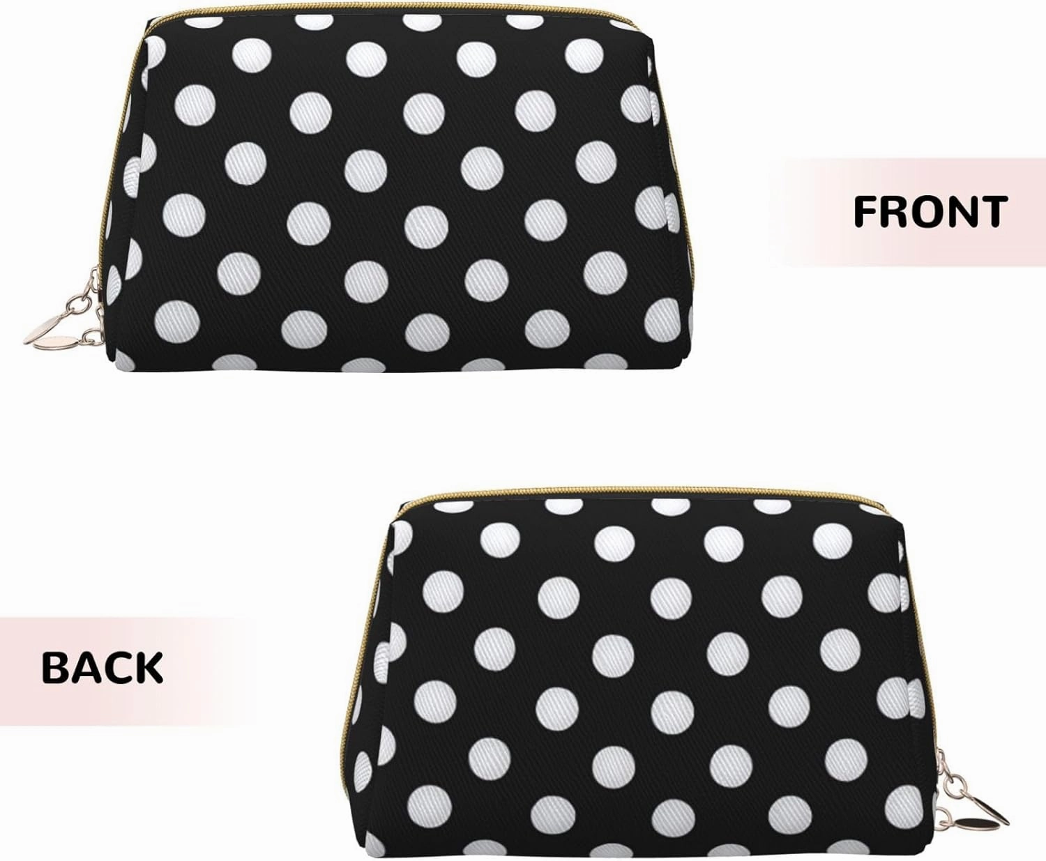 Black & White Big Dot Toiletry Pouch, Travel-Friendly Makeup Organizer For Makeup Brushes, Lipsticks