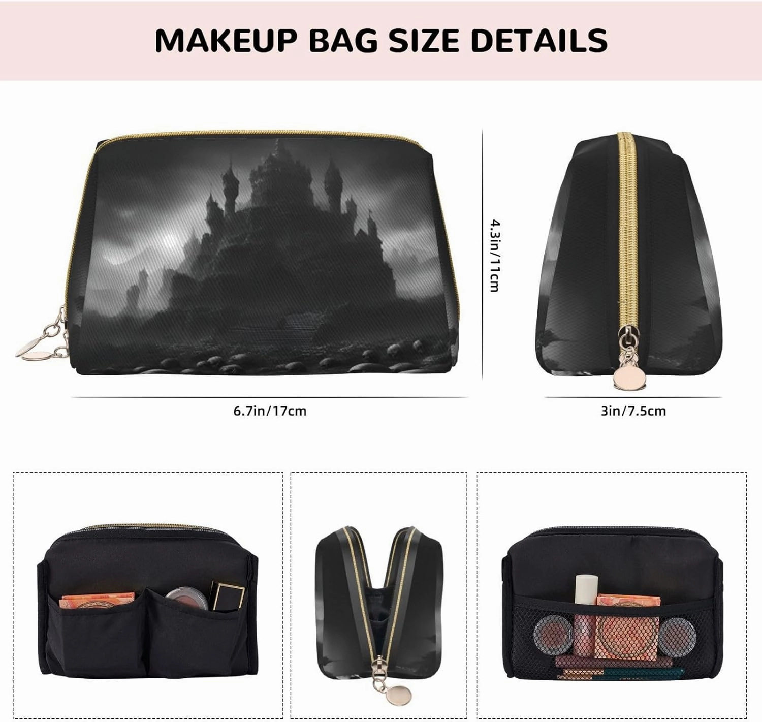 Black And White Skulls 1 Toiletry Pouch, Travel-Friendly Makeup Organizer For Makeup Brushes, Lipsticks