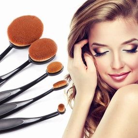 Black Makeup Brushes Oval Make Up Brushes 5 Pieces Professional Oval Brush Set Face Powder Cosmetic Makeup Brush Tools #84259