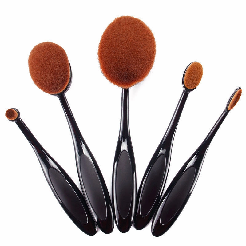Black Makeup Brushes Oval Make Up Brushes 5 Pieces Professional Oval Brush Set Face Powder Cosmetic Makeup Brush Tools #84259