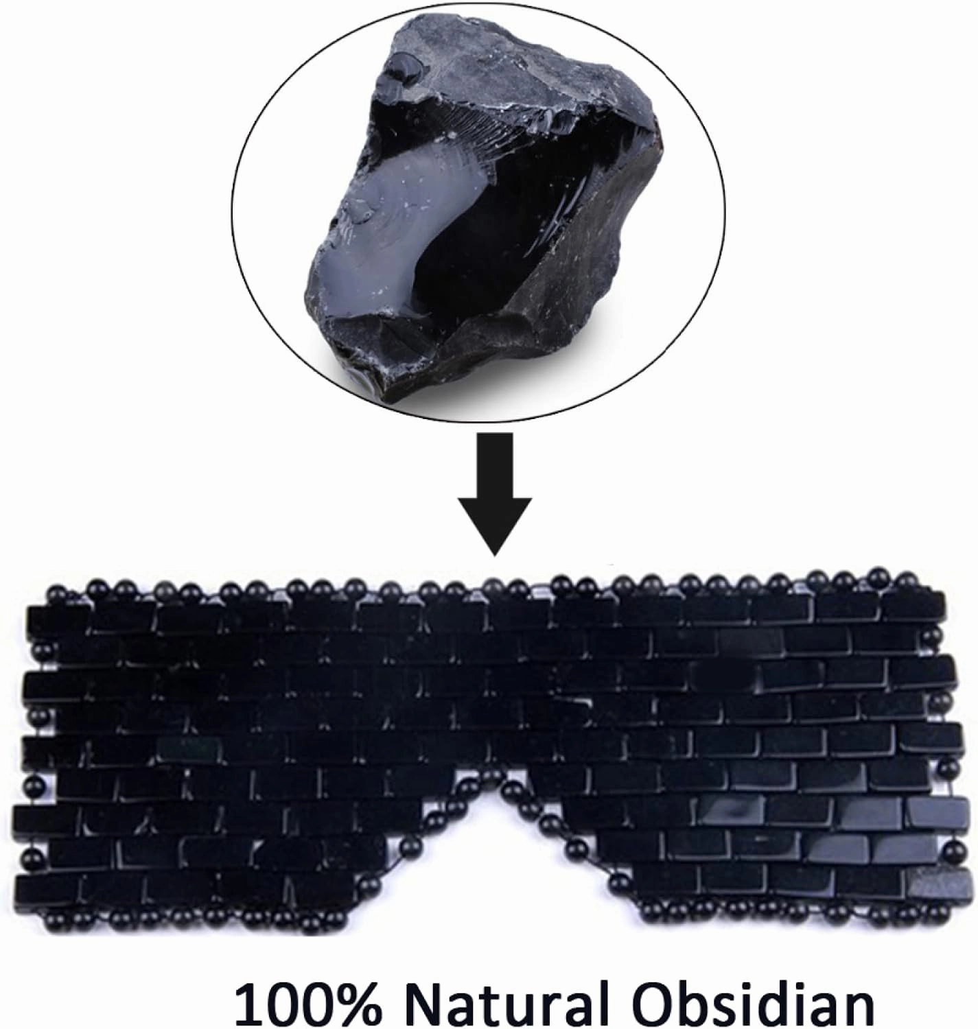 Black Obsidian Eye Mask Natural Jade Roller Guasha Set Eye Massager Jade Stone Facial Massager,Eye Mask No Box