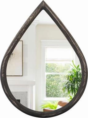 Black Teardrop Hanging Mirror Rustic Wall Mirror Farmhouse Decorative Wall-Mounted Mirrors for Bathroom Living Room Vanity Entryway Hallway 16x20 Inches