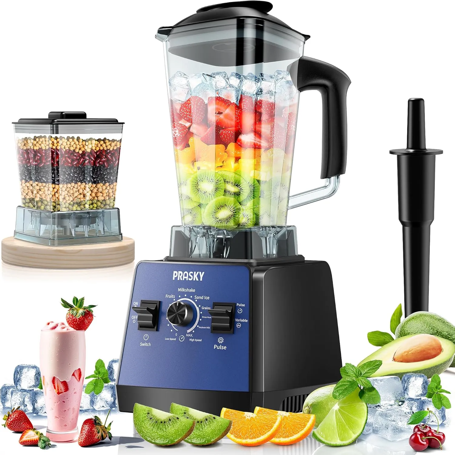 Blenders for Kitchen, Blenders for Smoothies, Blender and Grinder Combo1000W Powerful 25000RPM Professional Blender BPA Free 68oz Countertop Blenders for Baby Food,Ice, Juice, Shakes-Blue