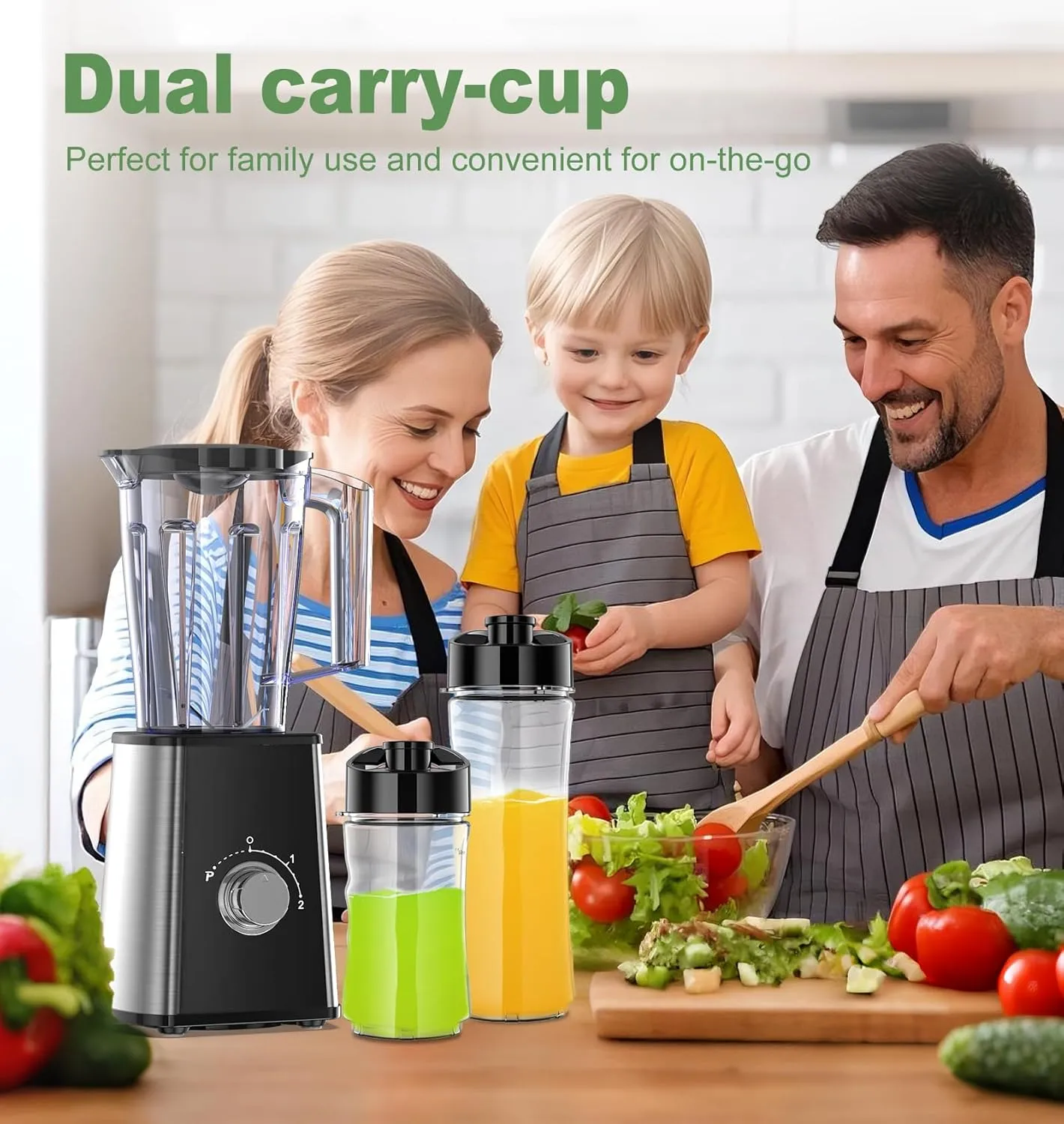 Blenders for Smoothies, Smoothie Blender, Personal Smoothies and Shakes Maker, with Coffee Grinder and 2 To-Go Cups, Countertop Blender for Kitchen, BPA Free