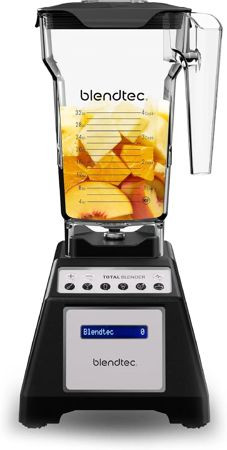 Blendtec Total Blender Classic - Includes FourSide Jar (75 oz) - 10-Speed Professional-Grade Countertop Blender - High-Power Kitchen Blender with 6 Pre-Programmed Cycles - Black