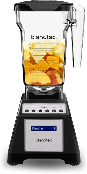 Blendtec Total Blender Classic - Includes FourSide Jar (75 oz) - 10-Speed Professional-Grade Countertop Blender - High-Power Kitchen Blender with 6 Pre-Programmed Cycles - Black