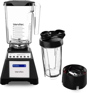 Blendtec Total Classic Original Blender - WildSide  Jar (90 oz) and Blendtec GO™ Travel Bottle (34 oz) BUNDLE - Professional-Grade Power - 6 Pre-programmed Cycles - 10-speeds - Black