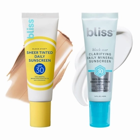 Bliss SPF Power Pair – Tinted & Clarifying Mineral Sunscreen Bundle, Broad Spectrum SPF 30, Safe for All Skin Types, Lightweight Matte Finish, Non-Comedogenic, Clean Skincare Duo