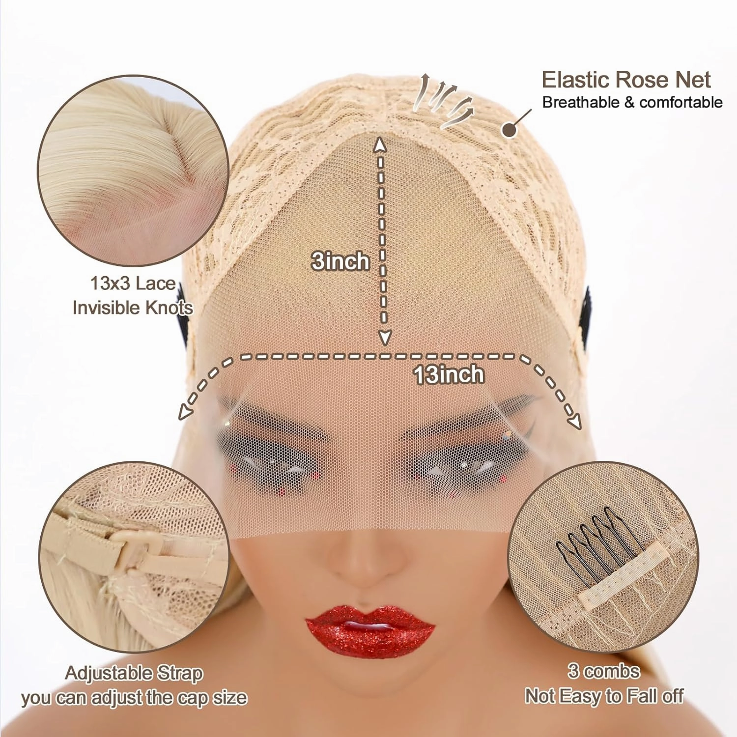 Blonde Lace Front Wig Long Straight Blonde Frontal Wig White Blonde 613 Wigs Natural Hairline Glueless Lace Wigs Heat Resistant Fiber Hair Synthetic Lace Front Wigs for Women Pre Plucked Wig