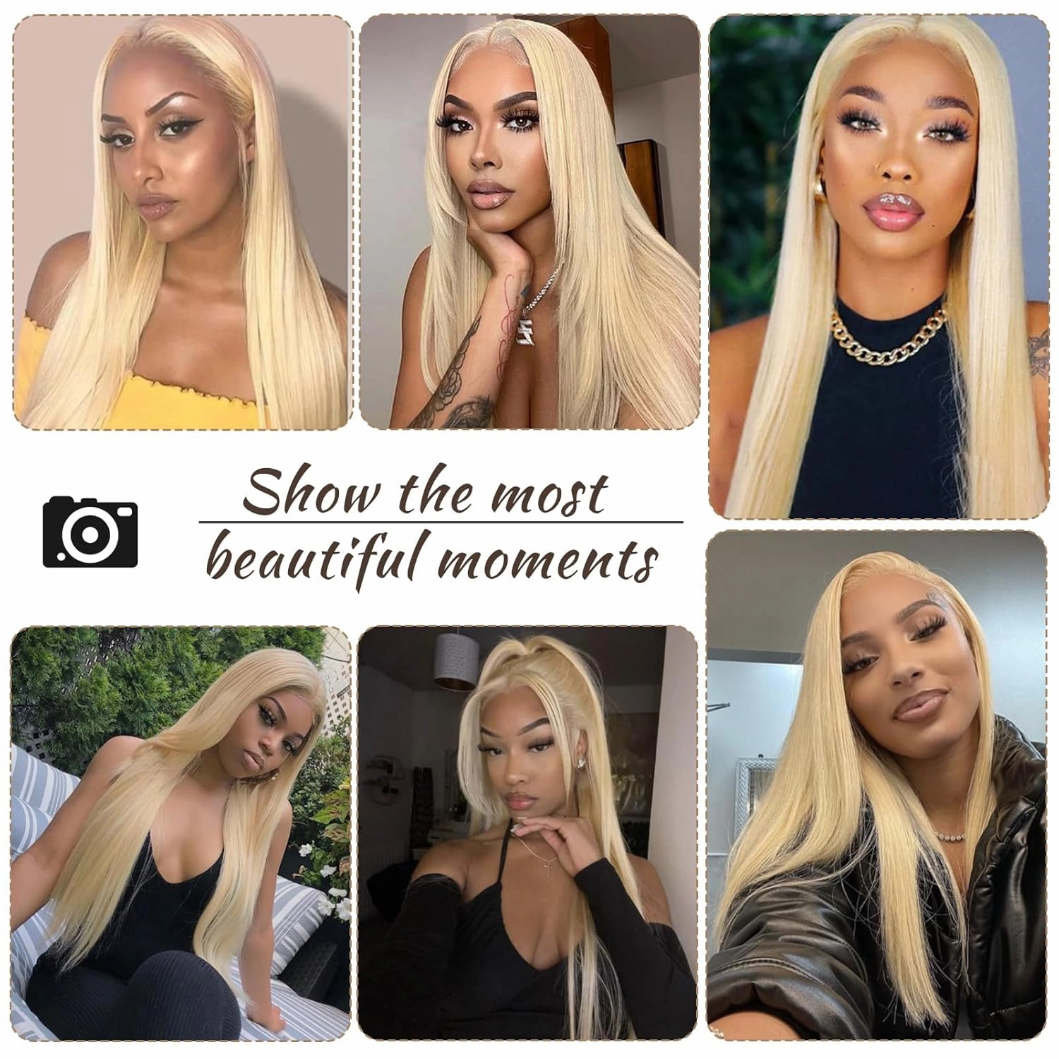 Blonde Lace Front Wig Long Straight Blonde Frontal Wig White Blonde 613 Wigs Natural Hairline Glueless Lace Wigs Heat Resistant Fiber Hair Synthetic Lace Front Wigs for Women Pre Plucked Wig