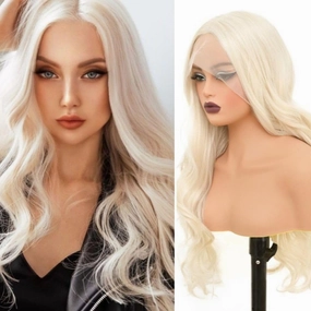 Blonde Lace Front Wigs for Women Long Curly Wavy Middle Part Wig Natural Synthetic Heat Resistant Cosplay Party Daily Hair Wigs