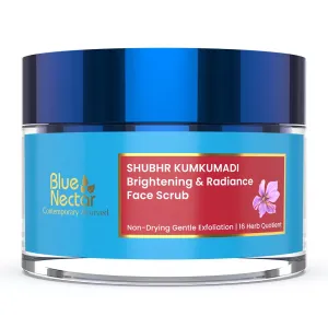 Blue Nectar Tan Removal Cream Scrub for Women & Men | Daily Facial Scrub for Exfoliation | For All Skin Types | Ayurvedic Kumkumadi Oil Face Exfoliator (16 Herbs, 1.7 Fl Oz)