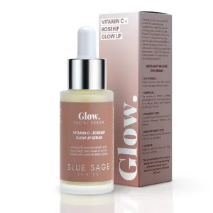 Blue Sage Vitamin C   Rosehip Glow up Daily Facial Serum | Natural Anti-Aging Skin Care Face Serum - Hyaluronic Acid, Witch Hazel and Glycolic Acid to smooth, Tighten and Brighten skin