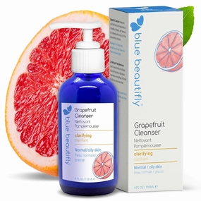 Blue Beautifly Grapefruit Deep Pore Cleanser - Removes Dirt, Pollutants, & Makeup - No Sulfates, SLS, PEGs, Toxins, Synthetics - Plant-based, Hypoallergenic, Dermatologically Tested - 4 fl oz