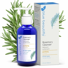 Blue Beautifly Rosemary Deep Pore Cleanser - Removes Dirt, Pollutants, & Makeup - No Sulfates, SLS, PEGs, Toxins, or Synthetics - Plant-based, Hypoallergenic, Dermatologically Tested - 4 fl oz