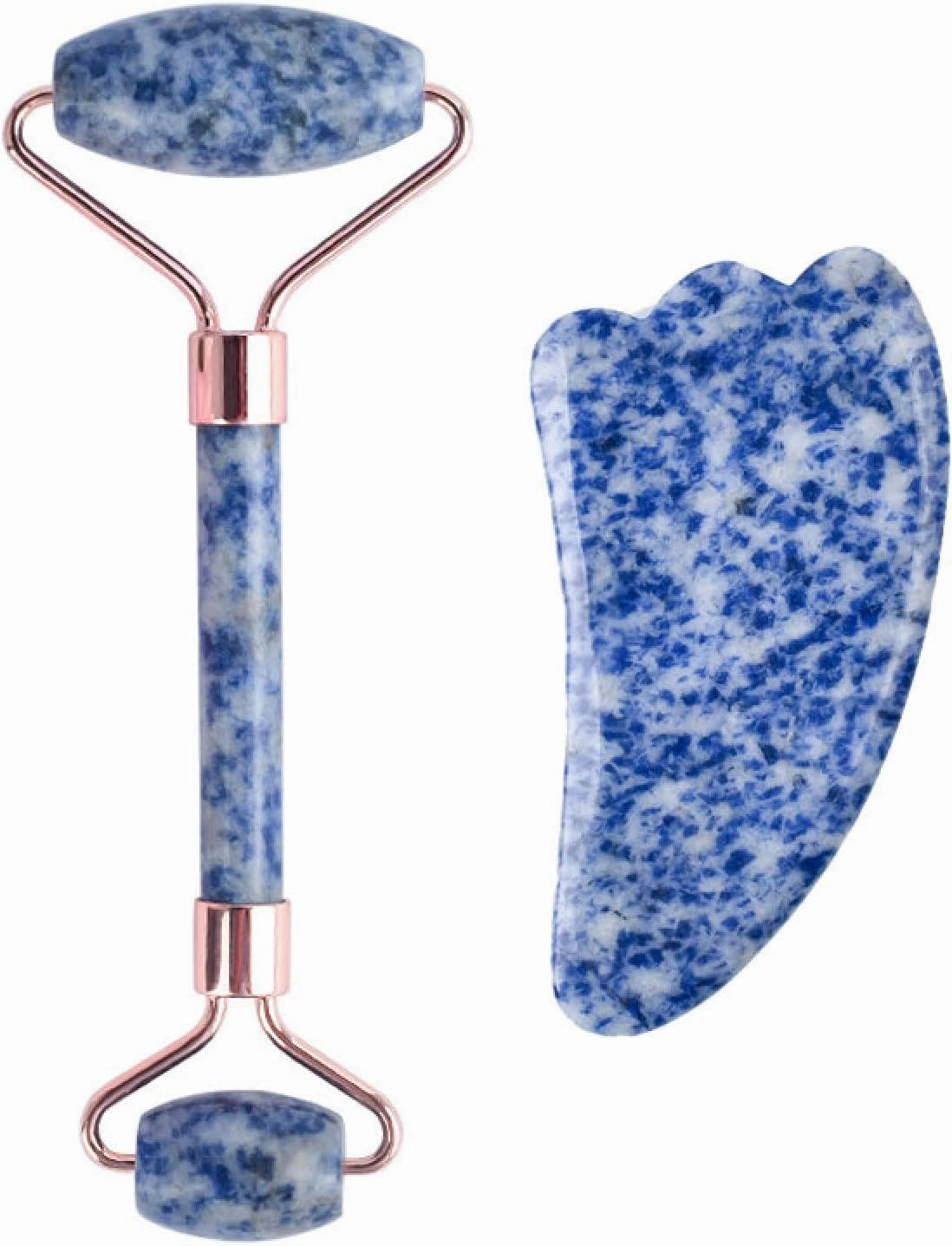 Blue Dot Stone Face Massage Roller Gouache Scraper Set Natural Gouache Stone Facial Jade Roller Massager Gua Sha Scraper Massage,Type G