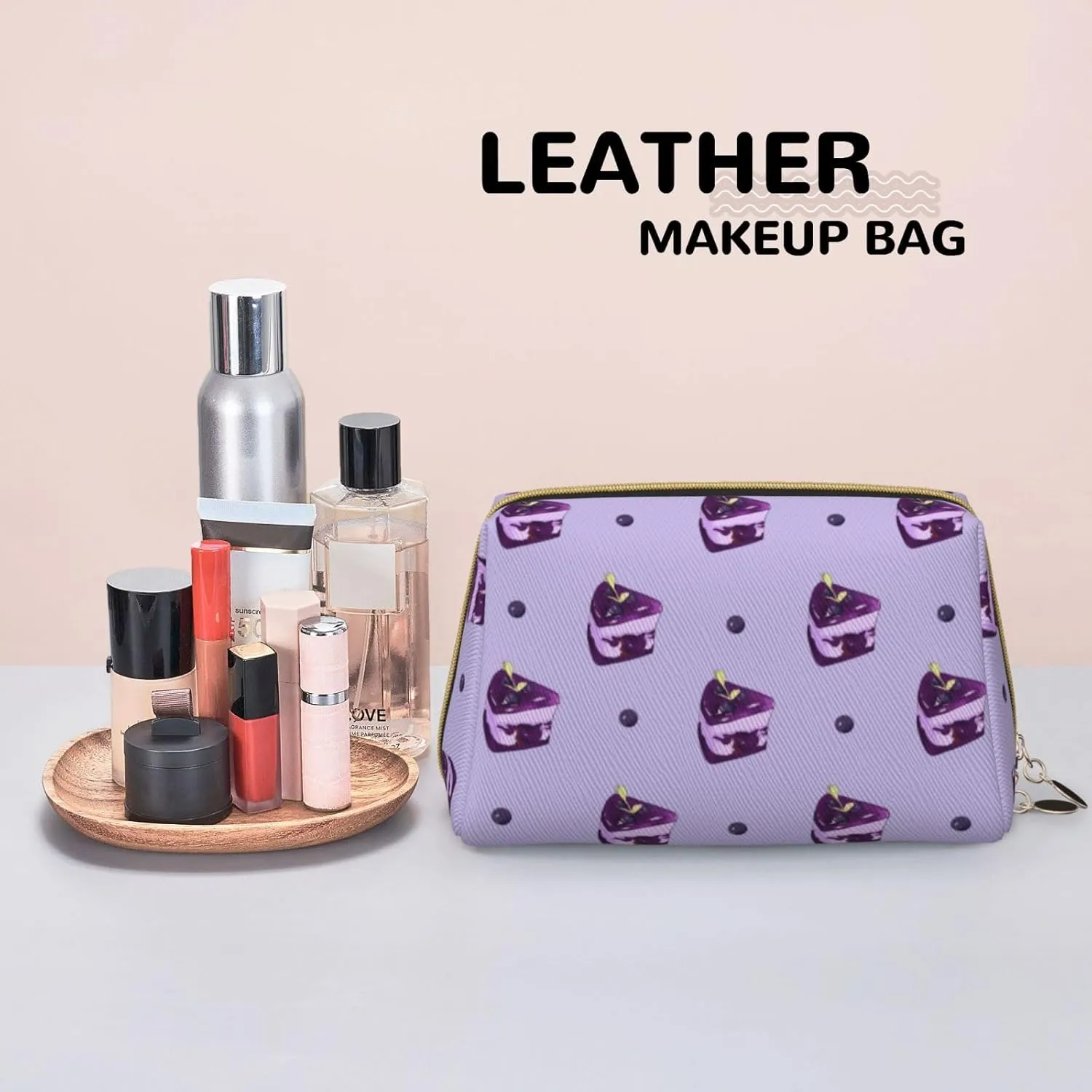 Blueberry Cakemakeup Bag Organizer,Toiletry Cosmetic Bag,Zipper Pouch Brushes Storage Case(Large)