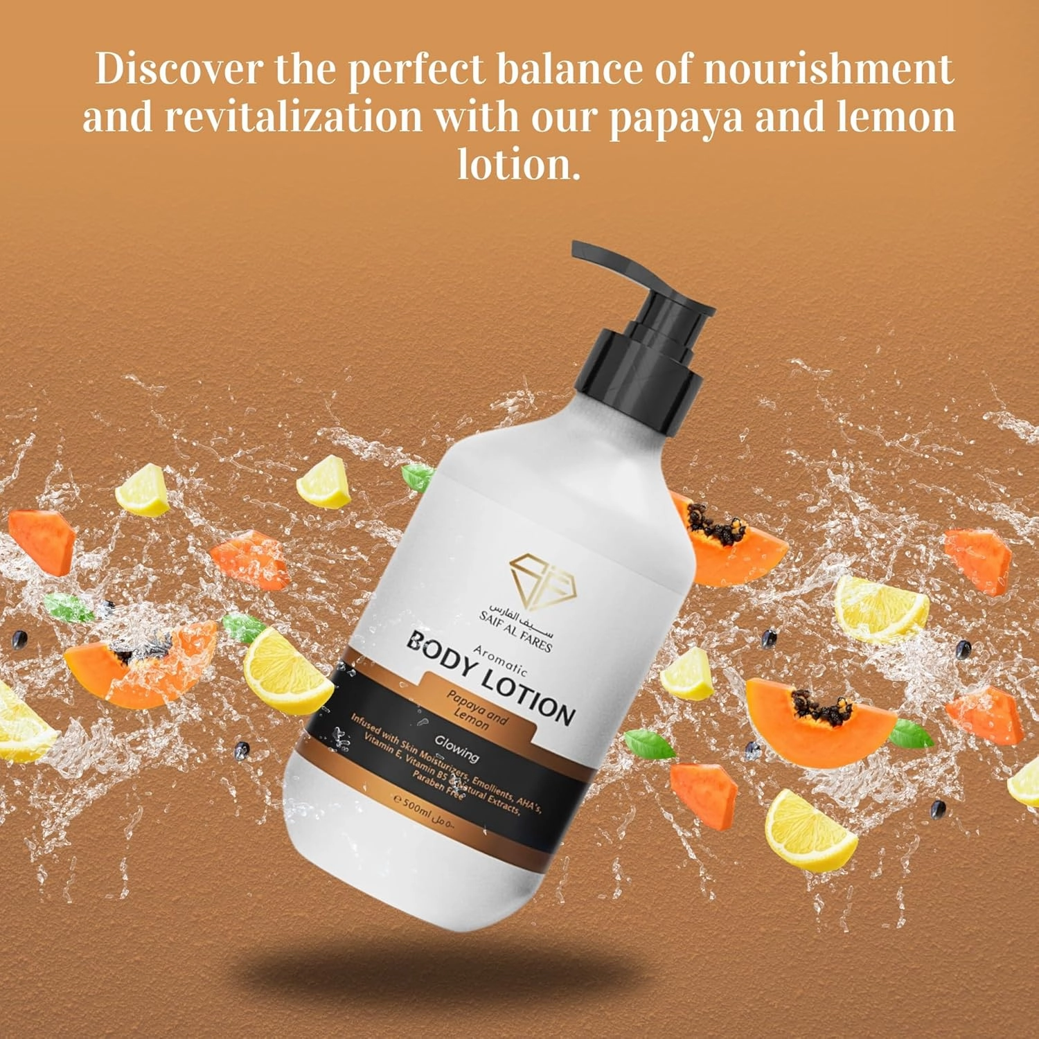 Body Lotion Alcohol Free and Paraben Free Skin Moisturizer made with Emollients, Vitamin E, Vitamin B5 & Natural Extracts 16.9 Fl Oz (16.9 Fl Oz (Pack of 1), Papaya & Lemon)