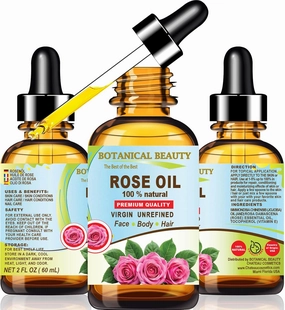 Botanical Beauty Rose Oil Rosa Damascena 100% Natural 2 Fl oz - 60 ml Rose Essential Oil for FACE, Skin, Body, Hair, Nails Beauty Oil, Skin Moisturizer Oil, Nourishing Oil, Perfume, Soap Making
