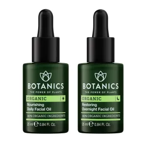 Botanics Hydrating Daily Face Oil and Restoring Overnight Face Oil for Women & Men - Enriched with Argan & Rosehip - Lightweight & Non-Greasy - Vegan & Cruelty-Free Skin Care