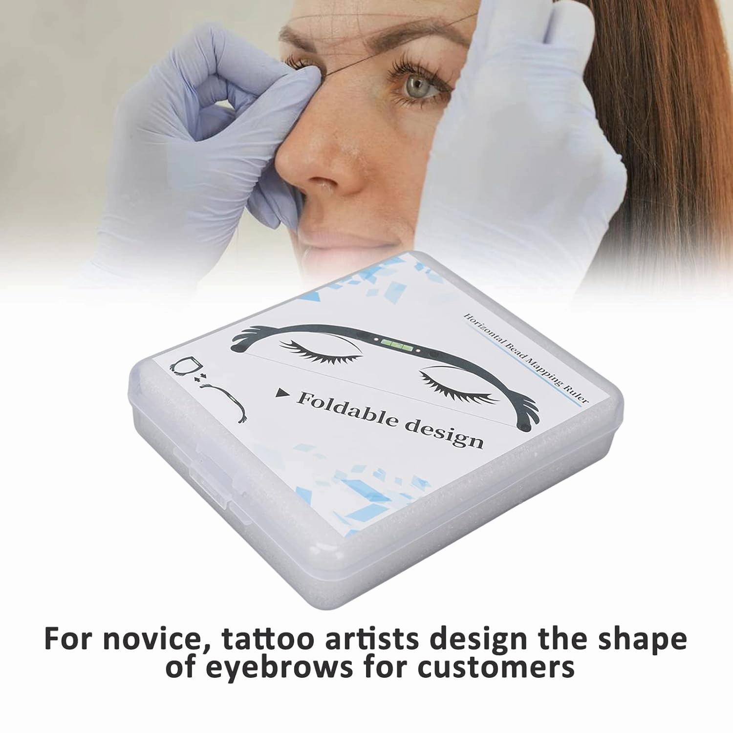 Bow Line Ruler Foldable Eyebrow Makeup Ruler Microblading Permanent Makeup Eyebrow Marker Ruler Eyebrow Mapping Tool Kit Featuring Bow with String (Black)