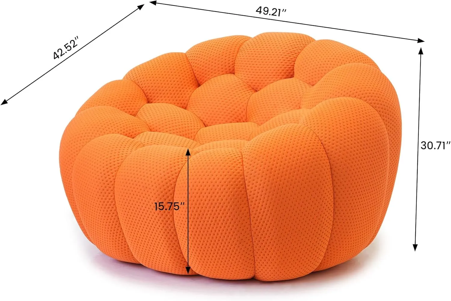 Bubble Couch,49.21'' Single Sofa,Mesh Fabric Lazy Floor Sofa, 3D Honeycomb Shape Curved Couch for Living Room, Office, Apartment (Orange, 48.43" D)