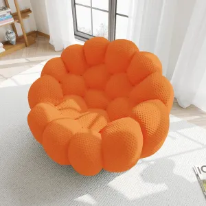 Bubble Couch,49.21'' Single Sofa,Mesh Fabric Lazy Floor Sofa, 3D Honeycomb Shape Curved Couch for Living Room, Office, Apartment (Orange, 48.43" D)