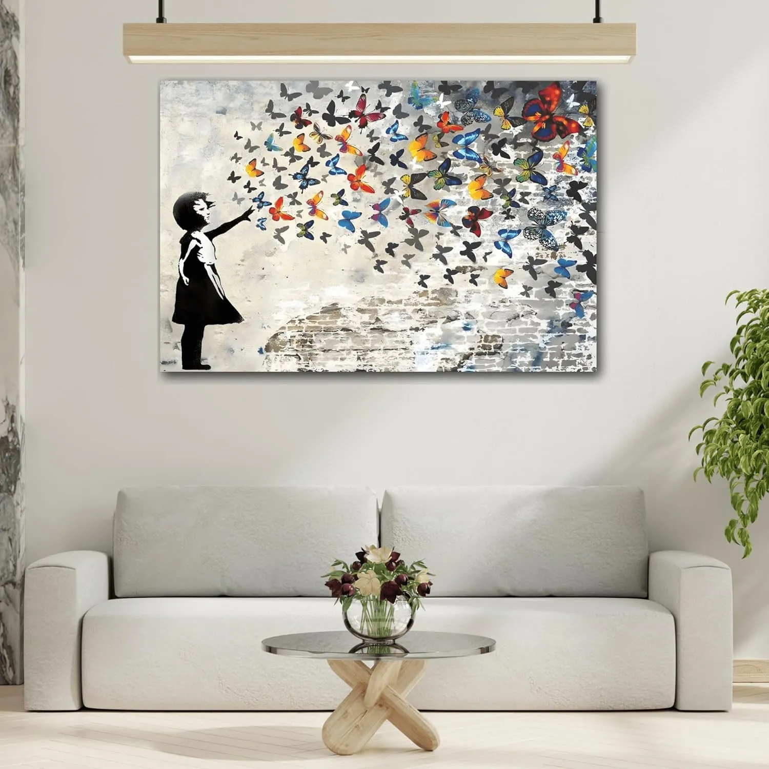 Butterfly Girl Banksy Canvas Wall Art Prints 36x24inch 90x60cm (Horizontal) / 1.25inch 3.175cm