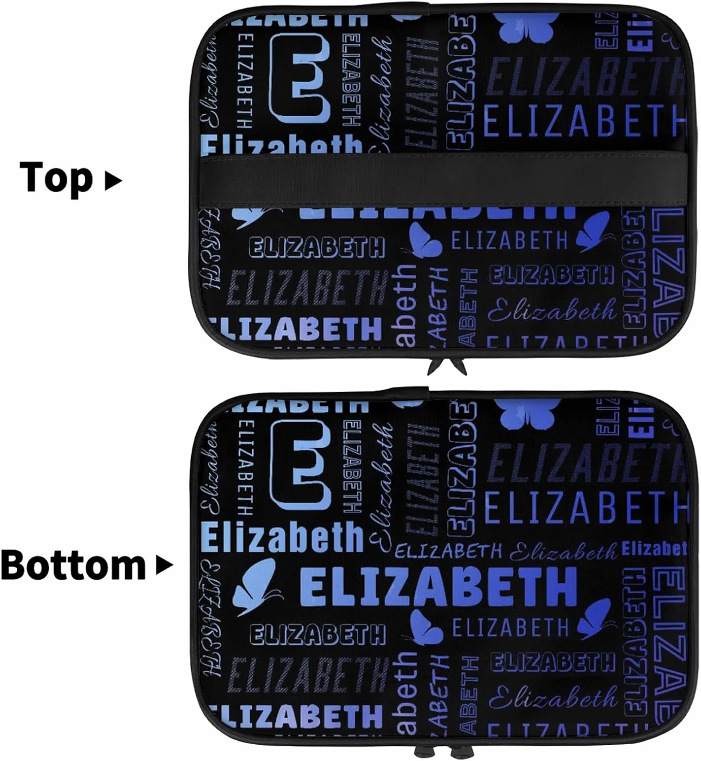 Butterfly Custom Name Makeup Bags Personalized Large Cosmetic Case Portable Travel Make Up Organizer for Women Girls With Handle, Gradient Blue