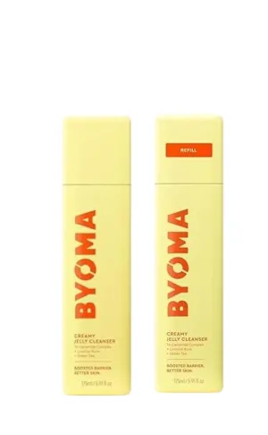 BYOMA Creamy Jelly Cleanser & Refill Bundle – Hydrating Face Wash for Sensitive Skin – Tri-Ceramide Formula for Skin Barrier Repair – Removes Makeup & Oil – 2 x 5.91 fl oz