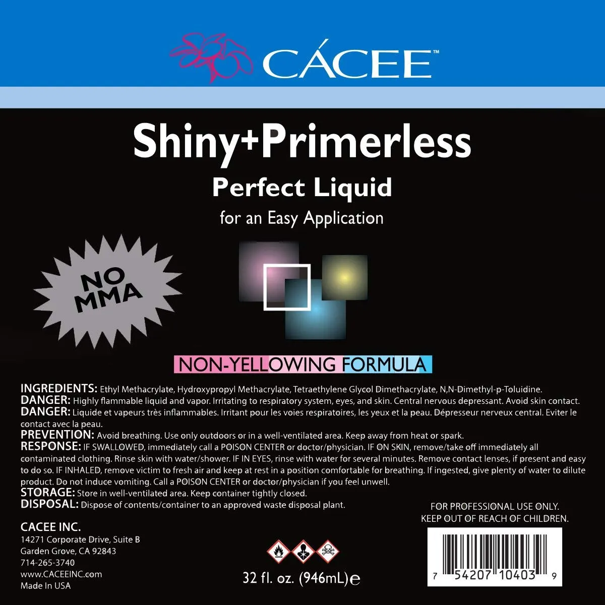 Cacee Shiny   Primerless Acrylic Nail Liquid - Professional Monomer Acrylic Nail Liquid Holder, Compatible with All Powders and Brushes, 32 Oz, No Primer Required, USA Made