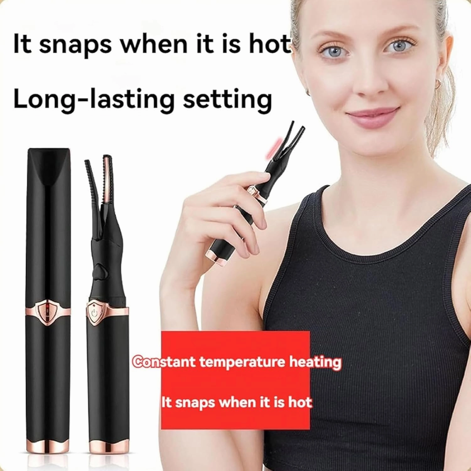 Caedralash Eyelash Curler, Electric Eyelash Curler for Instant Glam, Heated Lash Curler with Clamp