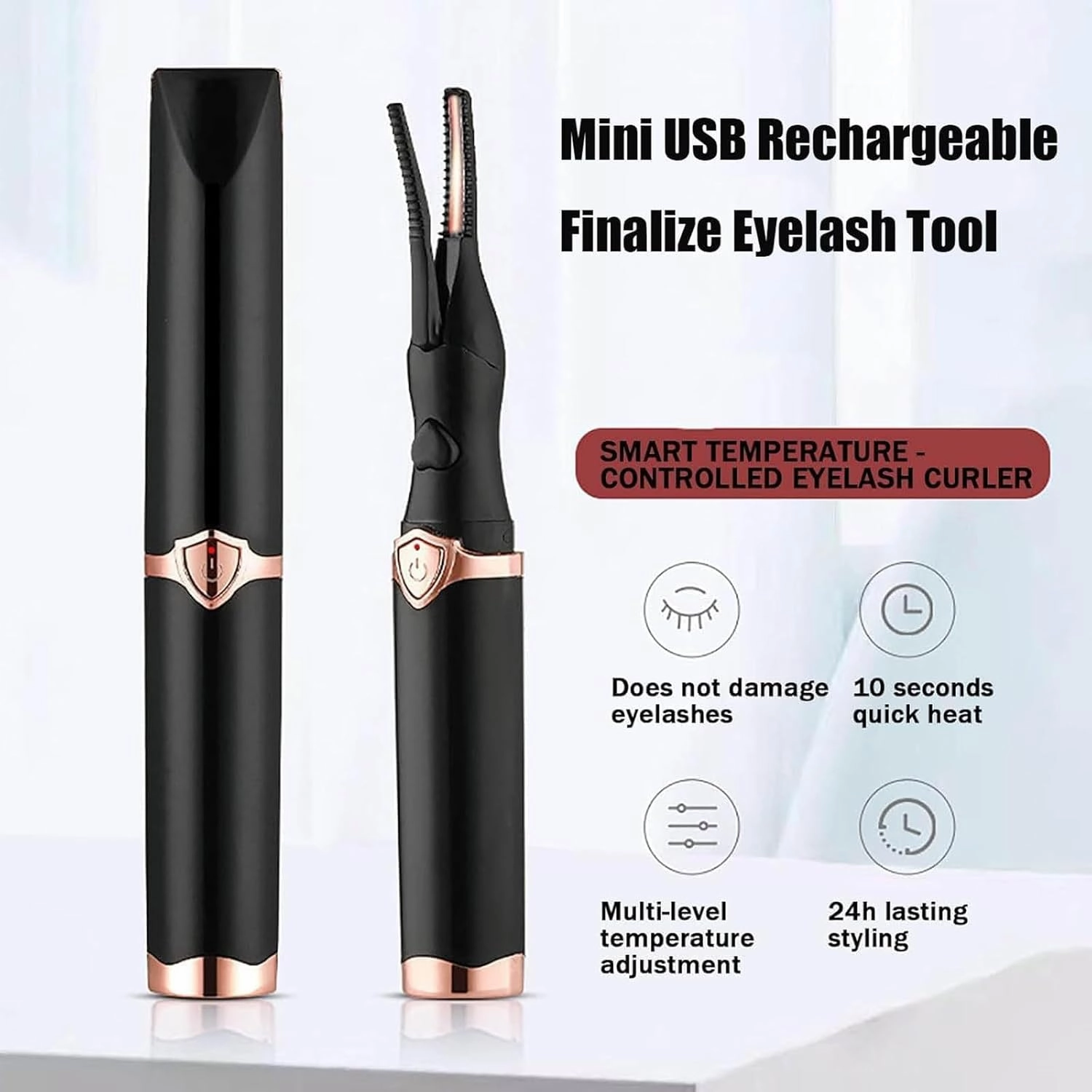 Caedralash Eyelash Curler, Electric Eyelash Curler for Instant Glam, Heated Lash Curler with Clamp