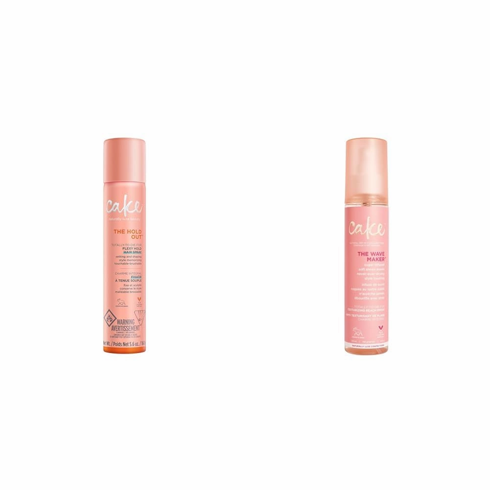 Cake Beauty Hairspray Flexible Hold & Volume with Vitamin E & Abyssinian Oil 5.6 oz & Texturizing Beach Spray 4 oz