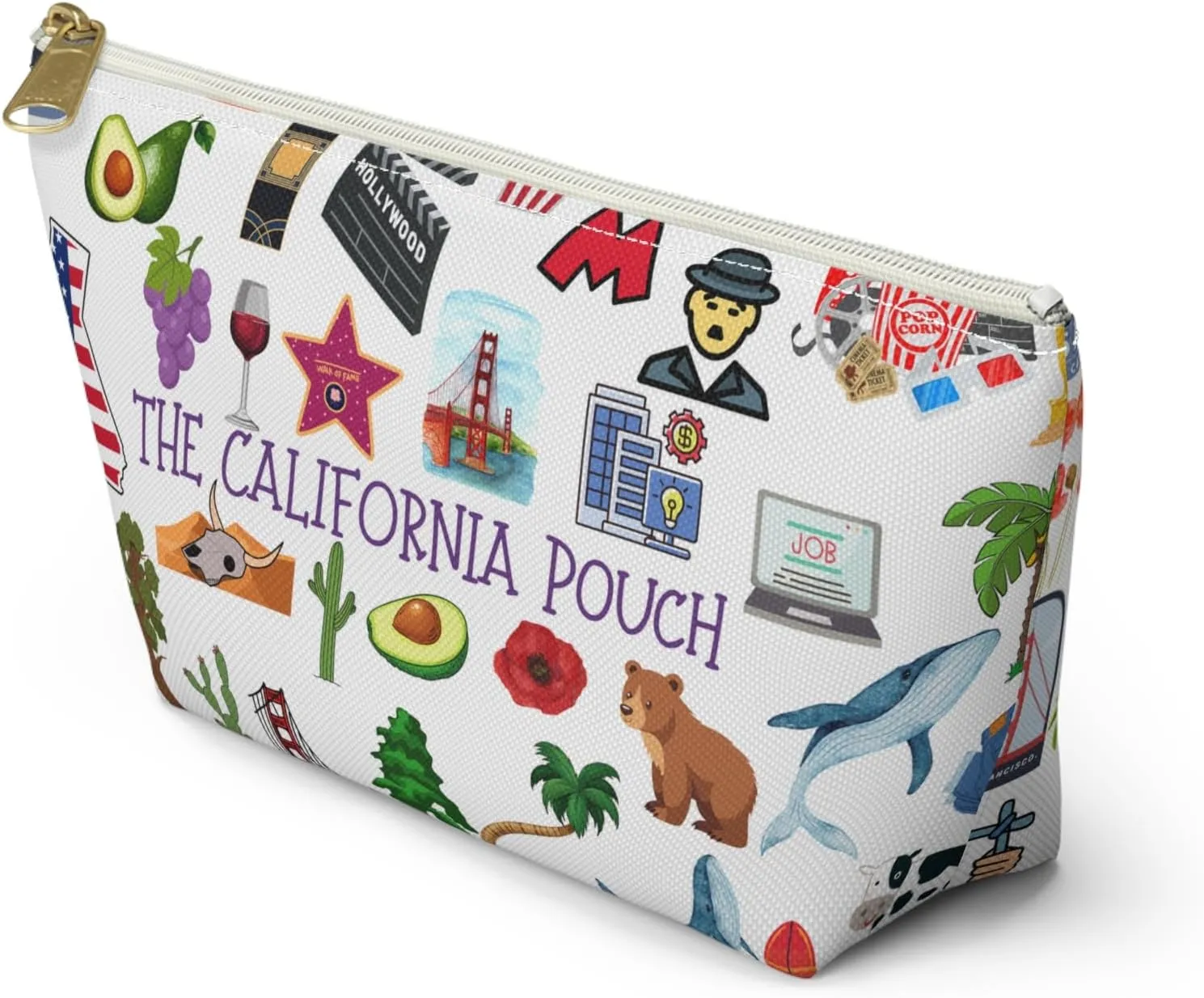 California Pouch Utility Pouch Travel Bag Los Angeles Makeup Cosmetic Bag Gift for Traveling Birthday Gift for Californians