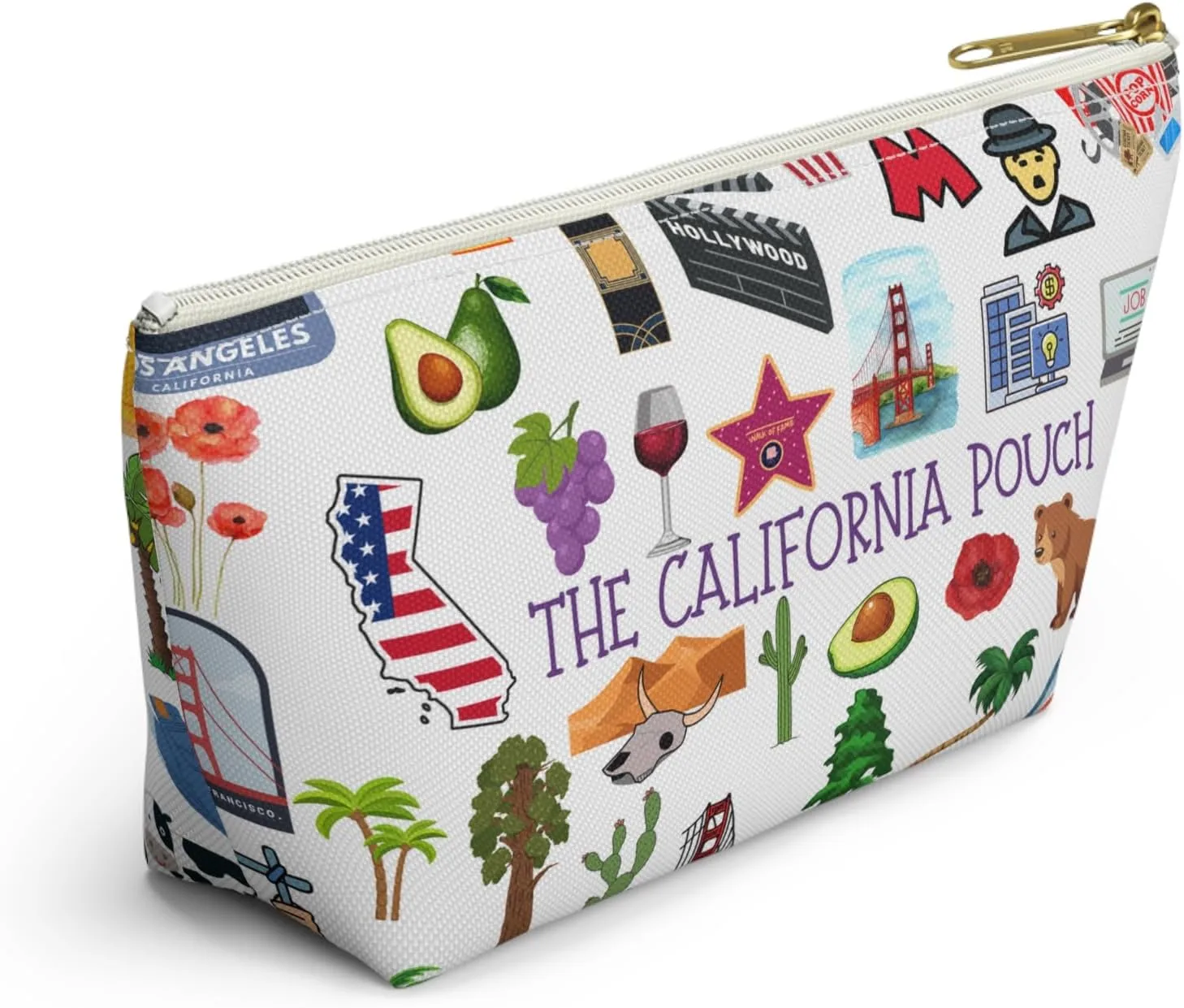 California Pouch Utility Pouch Travel Bag Los Angeles Makeup Cosmetic Bag Gift for Traveling Birthday Gift for Californians