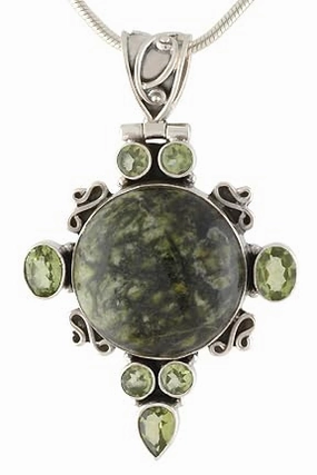 Canadian Zed & Peridot Gemstone Pendant - 925 Sterling Silver Jewelry - Spiritual Healing Jewelry for Strength, Balance, and Renewal - Perfact Gift for Her GGPT_429 (With Chain)