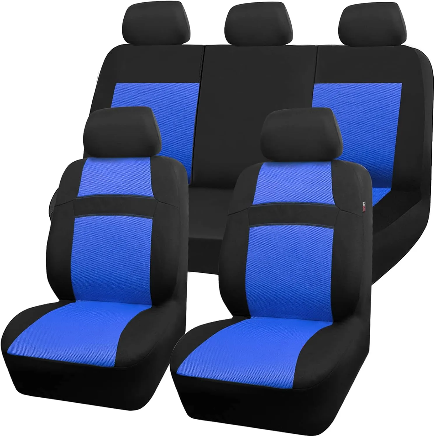 CAR PASS Seat Cover Full Sets, 3D Air Mesh Car Seat Cover with 5mm Composite Sponge Inside,Airbag Compatible Universal Fit for SUV,Vans,sedans, Trucks, Automotive Interior Covers(Black Blue)