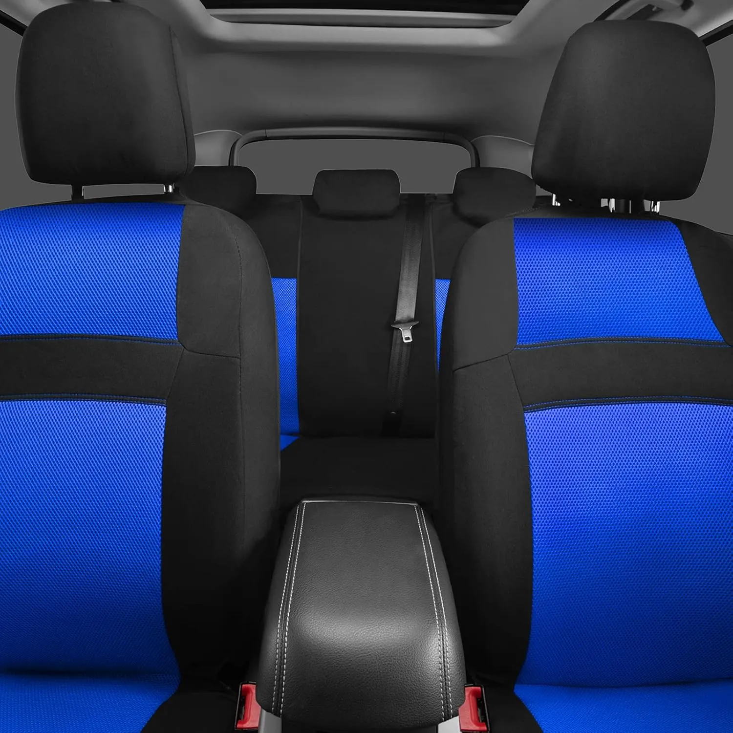 CAR PASS Seat Cover Full Sets, 3D Air Mesh Car Seat Cover with 5mm Composite Sponge Inside,Airbag Compatible Universal Fit for SUV,Vans,sedans, Trucks, Automotive Interior Covers(Black Blue)