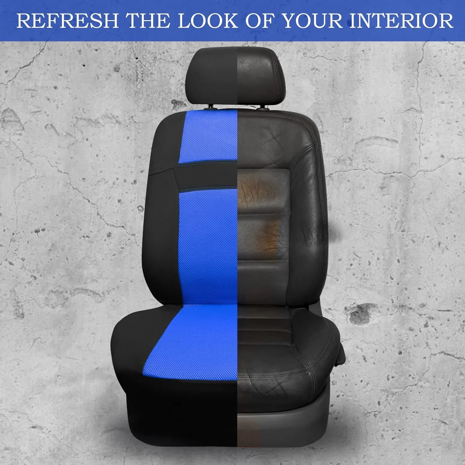 CAR PASS Seat Cover Full Sets, 3D Air Mesh Car Seat Cover with 5mm Composite Sponge Inside,Airbag Compatible Universal Fit for SUV,Vans,sedans, Trucks, Automotive Interior Covers(Black Blue)