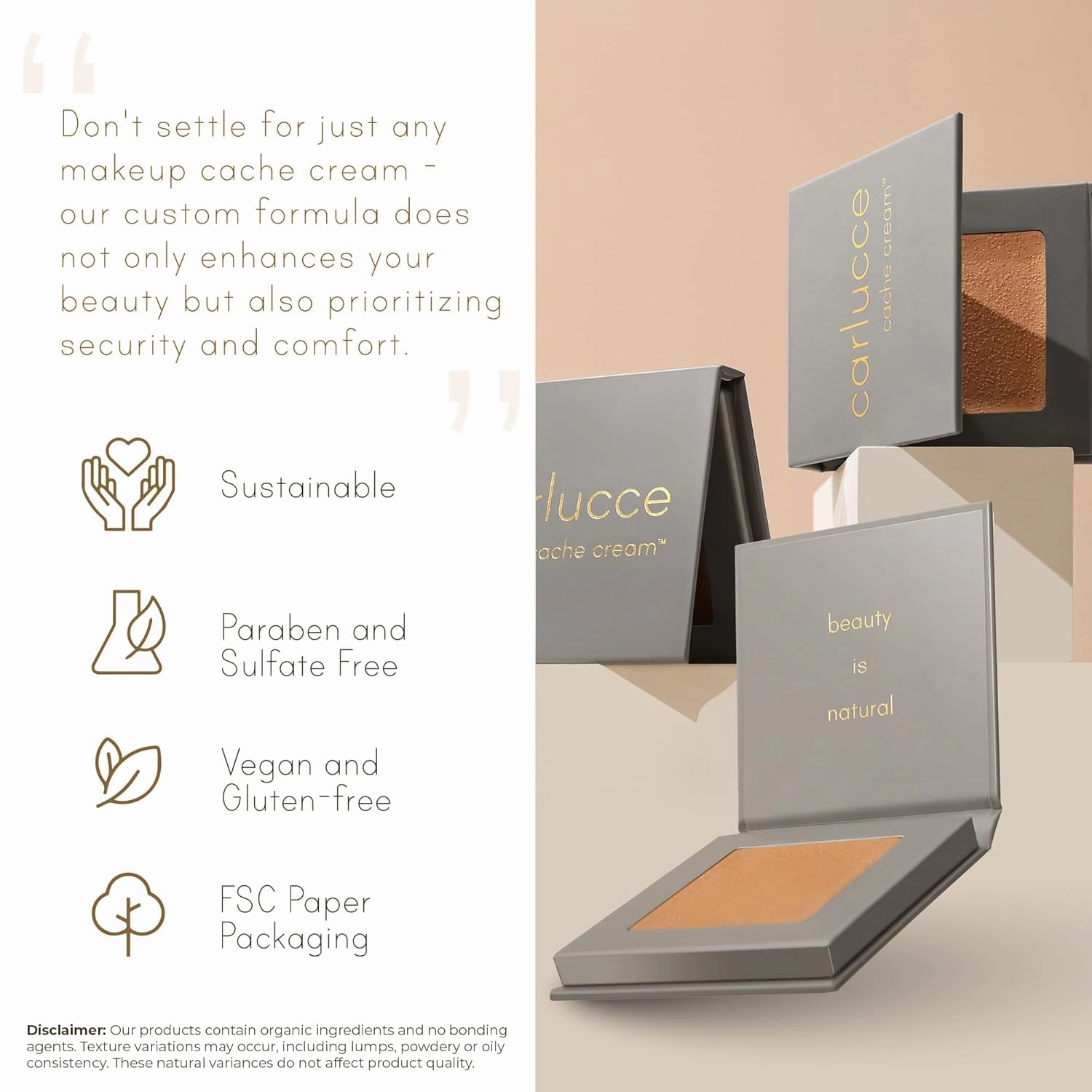 Carlucce Cache Cream 3-in-1 Makeup Color Palette, Raw - Foundation, Concealer & Primer, Medium - Full Coverage, Natural Finish, Vegan & Cruelty Free