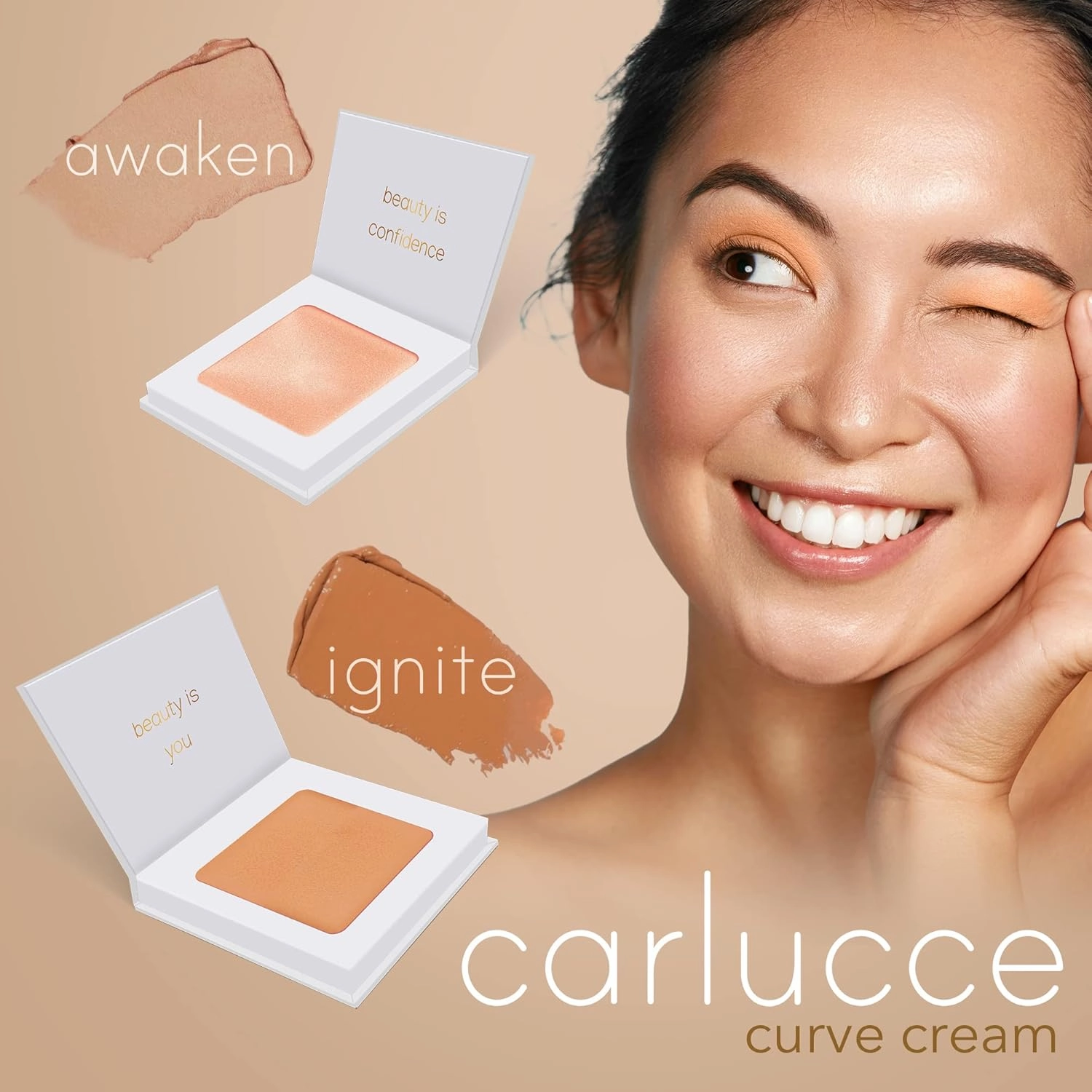 Carlucce Curve Cream (Ignite) 3-in-1- Multi-Use Cream for Highlighting, Contouring & Eye Base - Makeup and Skincare, Vegan