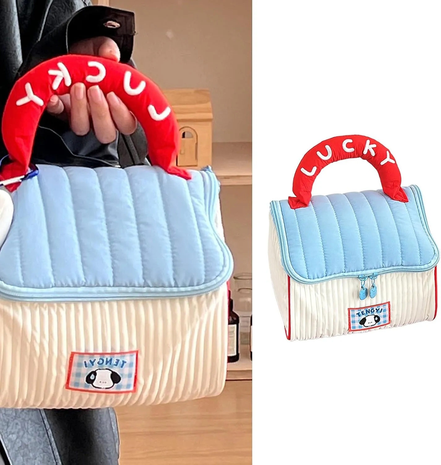Cartoon Cottage Styles Large Capacity Makeup Bag for Women and Students Cosmetic Bag for Travel and Daily Commute
